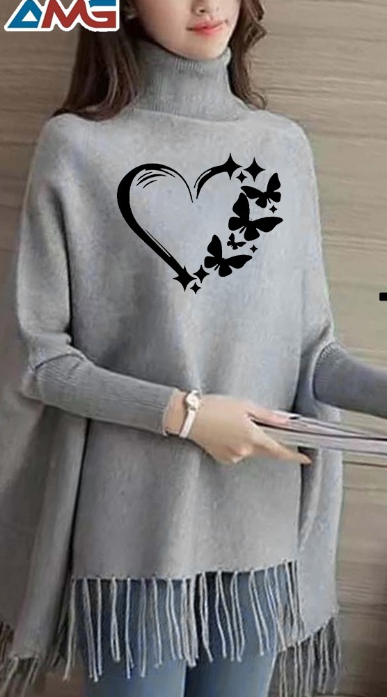 ❤️ Women’s Winter Fleece Cape Shawl – Front Open Design with Heart Logo | Stylish Warm Outerwear 2025 ❤️ - Image 2