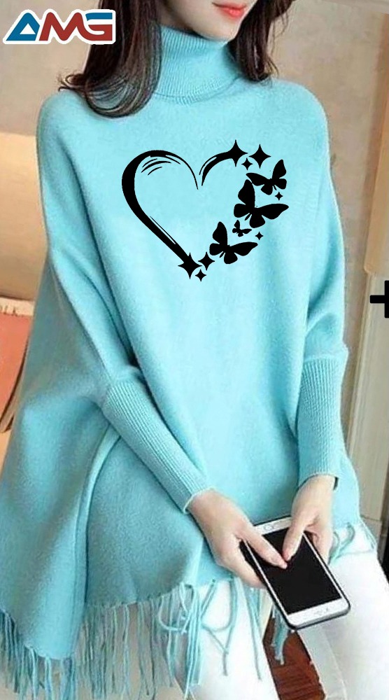 ❤️ Women’s Winter Fleece Cape Shawl – Front Open Design with Heart Logo | Stylish Warm Outerwear 2025 ❤️ - Image 3