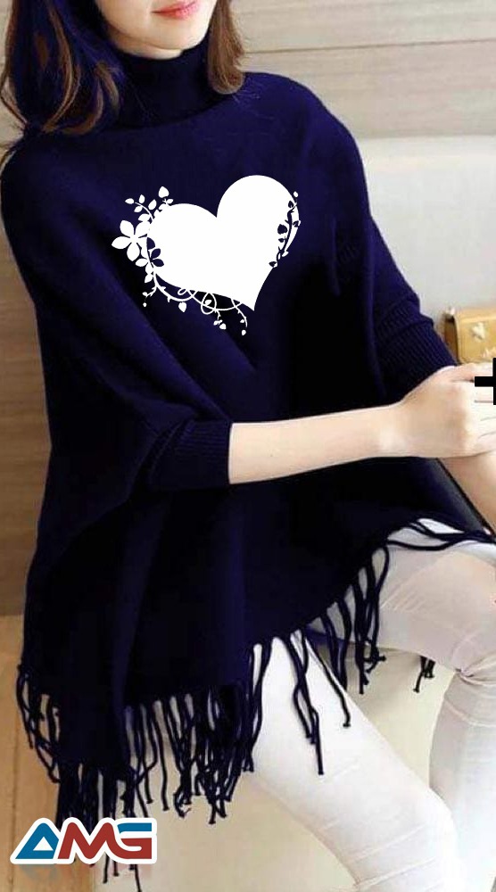 ❤️ Women’s Winter Fleece Cape Shawl – Front Open Design with Heart Logo | Stylish Warm Outerwear 2025 ❤️ - Image 14