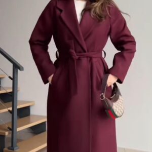 ❄️ Premium Fleece Winter Coat – Elegant Belt Style with Pockets