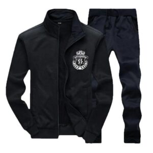 🔥 Men’s Plain Polyester Round Neck Tracksuit – 2 Pcs Set